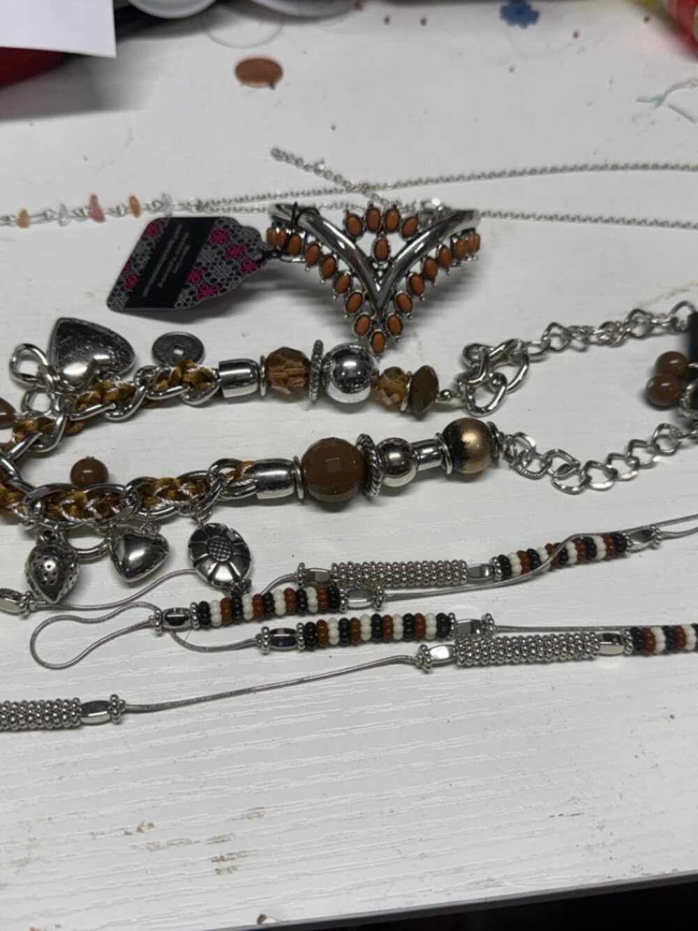 Paparazzi Brown Amber Color Bundle 3 Necklace Earring Sets Cuff Bracelet